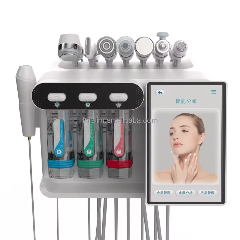 8 in 1 Korean Skin Care Oxygen Hydro H2O2 Water Bubble Jet Peel Machine With AI Skin Analysis Spa Beauty / Salon Products