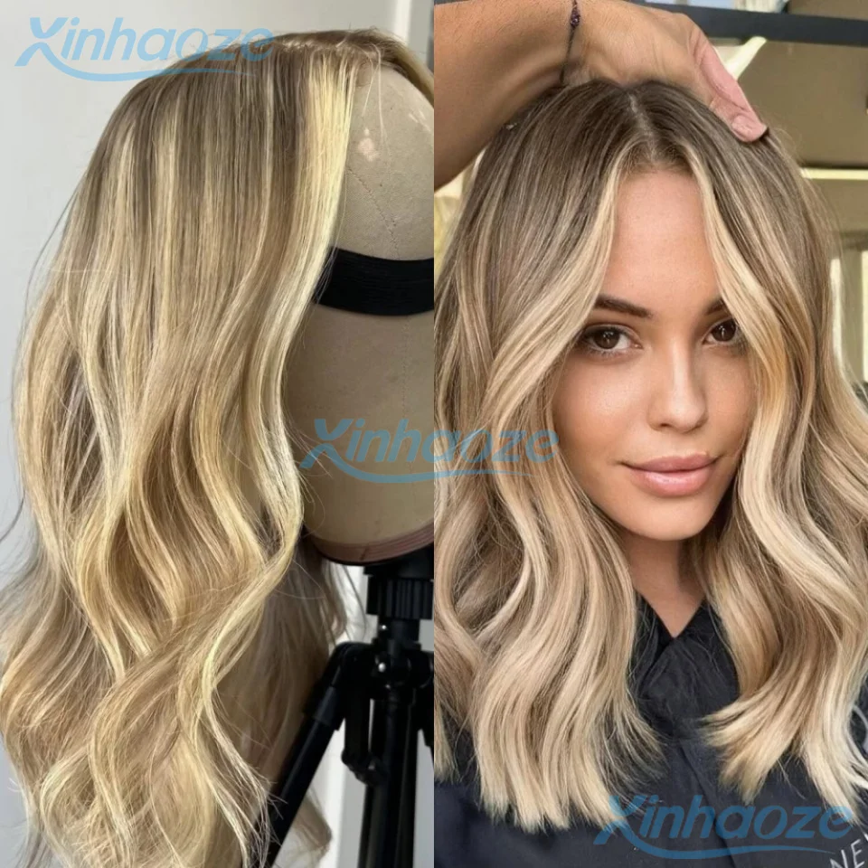 

Натуральные волосы Body Wavy, 180% плотность, коричнево-русые # Бразильские парики 613 Highlight с кружевной передней частью 13x4, предварительно выщипанные, с отбеленными узлами