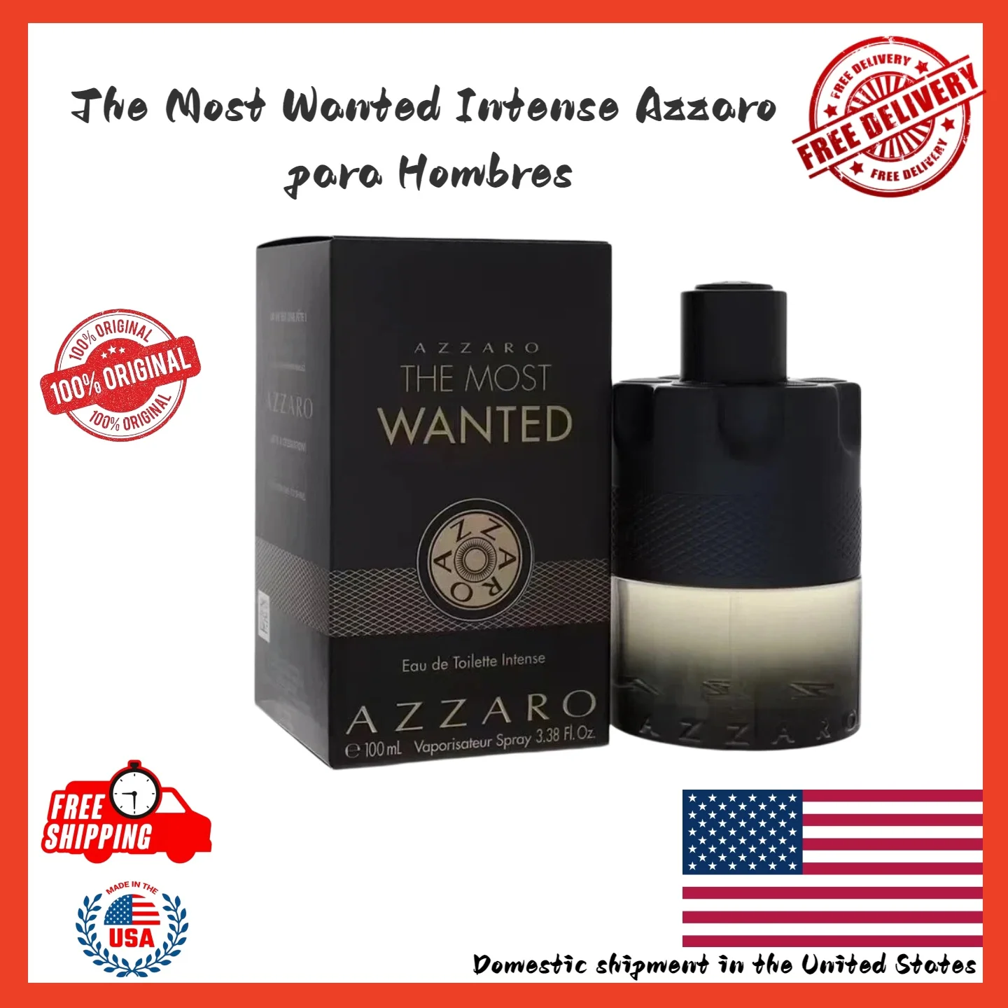 Azzaro The Most Wanted de Azzaro, 3.4 oz, Eau de Parfum Intense en Spray para Hombre, Perfume de Lujo - Regalo para Cumpleaños o San Valentín