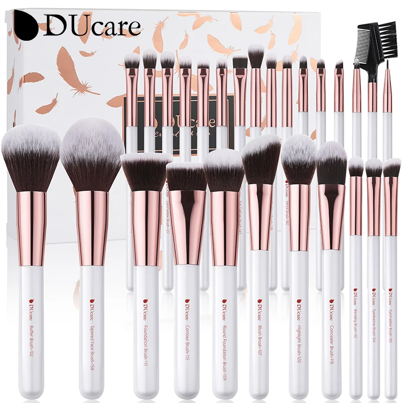 DUcare 27Pcs Professional Makeup Brushes Foundation Blending Face Powder Blush Concealers Eye Shadows Make Up Brushes Set