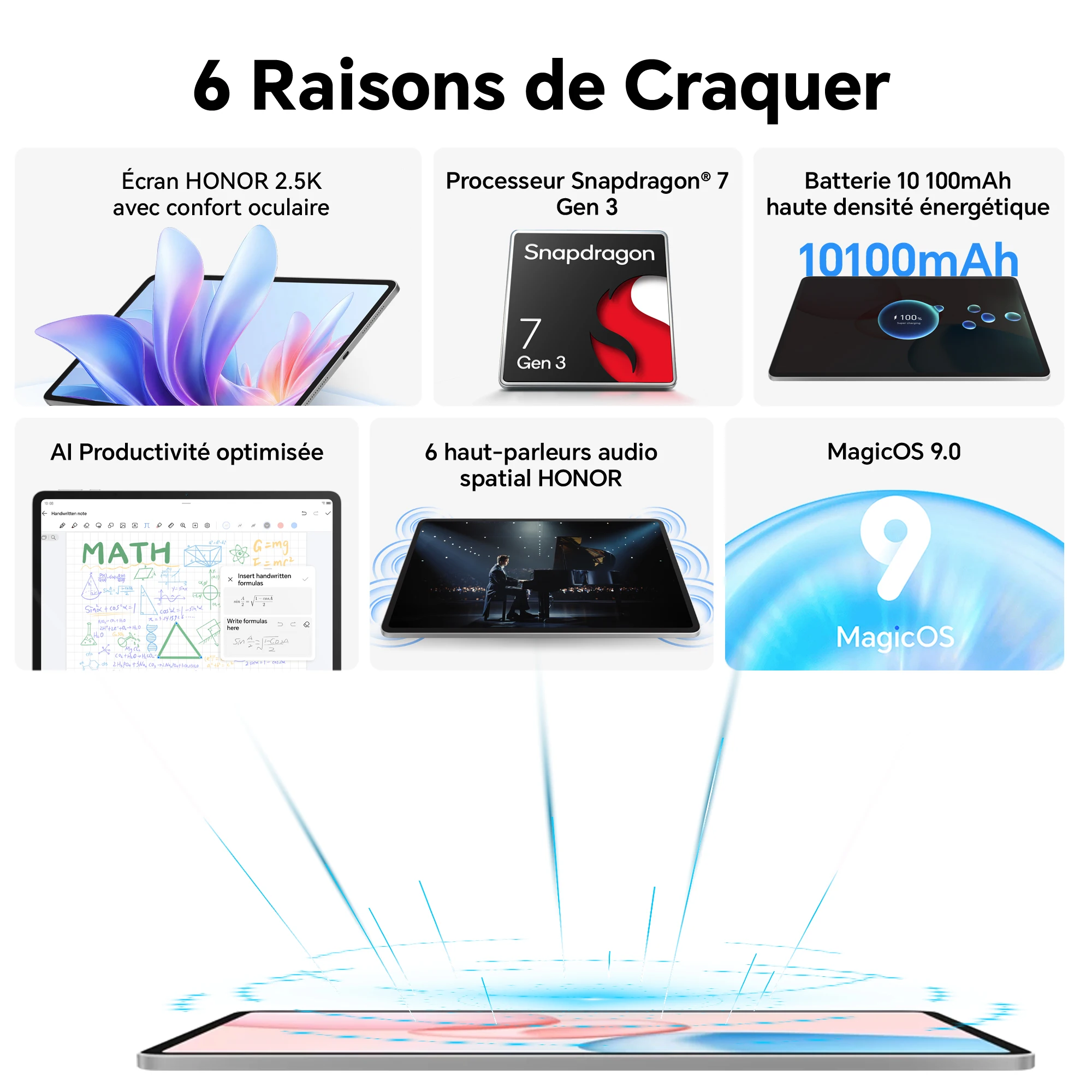 HONOR Pad 10, tablet versión europea, pantalla de 120 Hz 2,5K, Qualcomm Snapdragon 7 Gen 3, batería de 10100 mAh, cámara de 8 MP 3