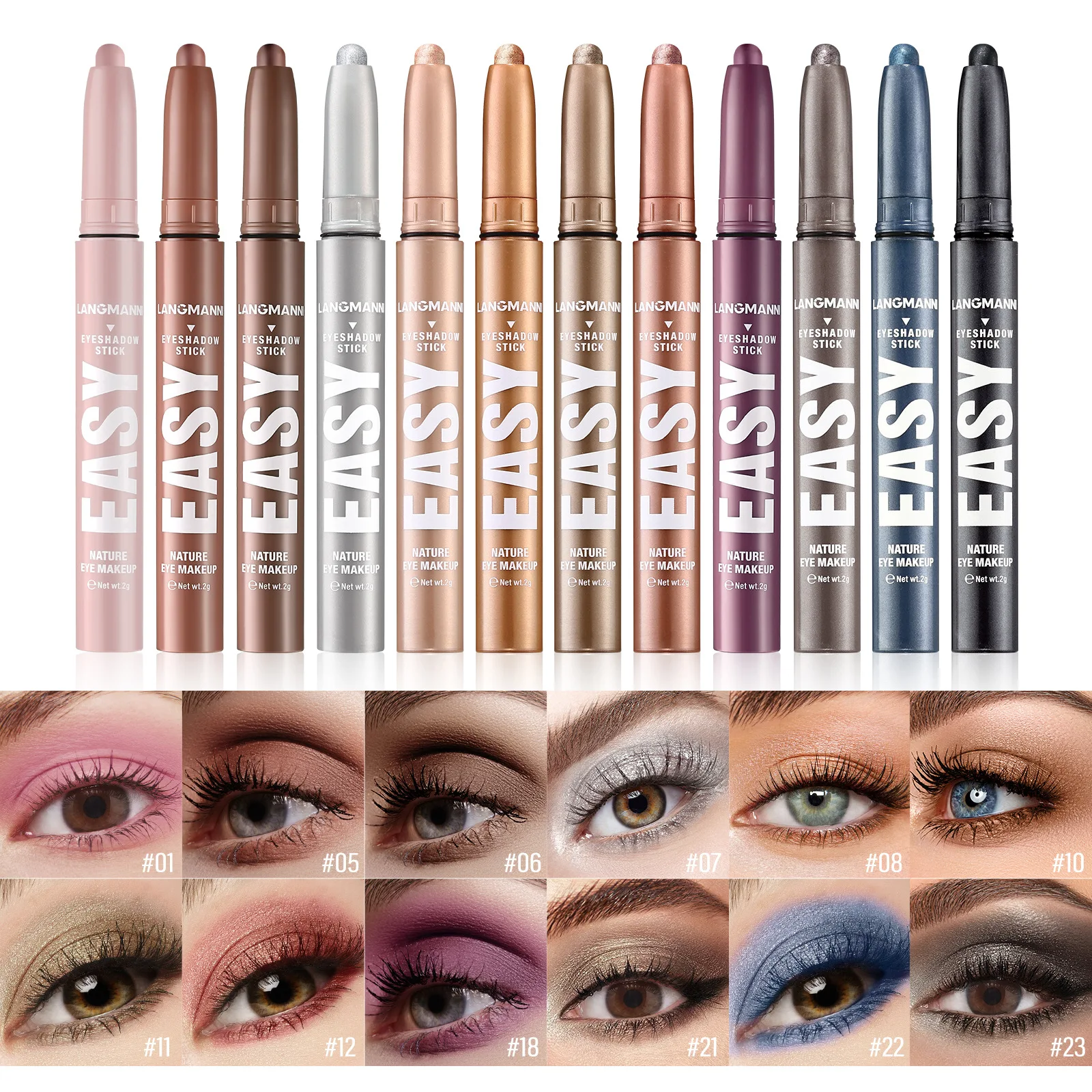 Shimmer & Matte Multi-Color Eyeshadow Sticks | Blendable, Long-Lasting Eye Shadow Pencils Smooth Application for Bold or Natural