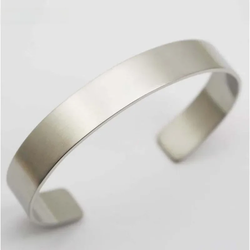 Hurtownie luzem Unisex puste metalowe mankiet bransoletki bransoletki ze stali nierdzewnej 316L zwykły srebrny kolor bransoletki dla kobiet mężczyzn — zdjęcie 2
