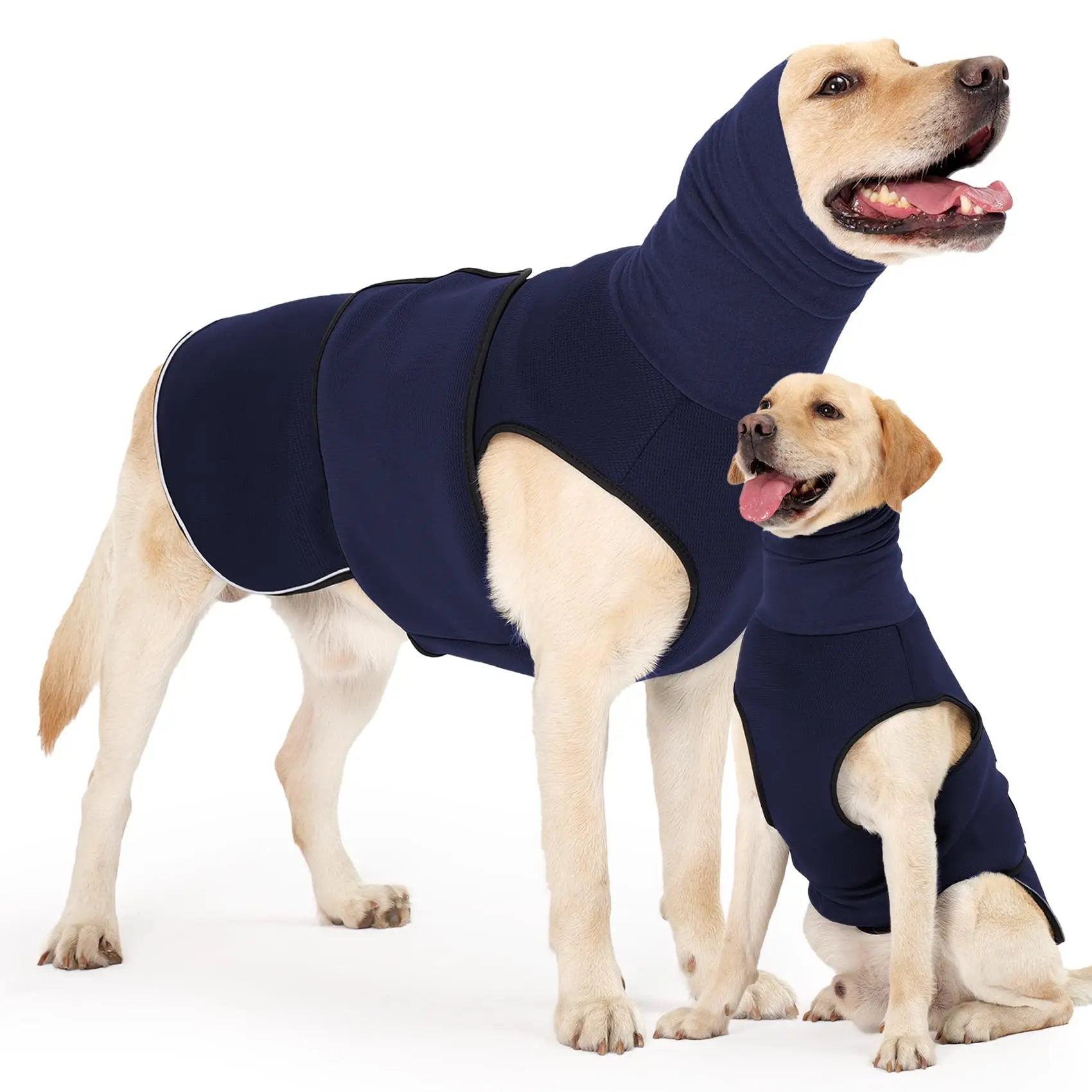 Manteau pour chien avec capuche apaisante et protection des oreilles, gilet anti-stress, gilet apaisant pour chien, pull à col roulé pour chien, veste apaisante contre l'anxiété, t-shirt apaisant avec bandes réfléchiss