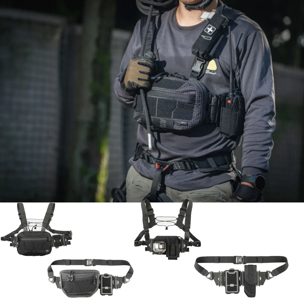

Tactical Chest Rig Pack for Men, Running Chest Bag with Front Loop Recon Chest Rigs Adjustable Suspenders for Hunting Outdoor ED