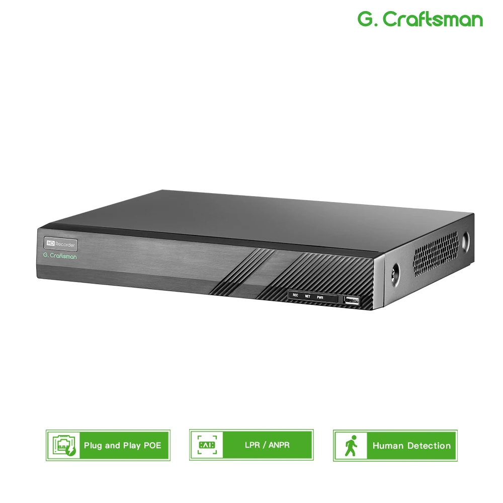 

Gcraftsman 4K 8MP 8-Channel LPR NVR Superlive Plus APP VMS NDAA Compliant Network Video Recorder for ANPR Car Plate POE Camera