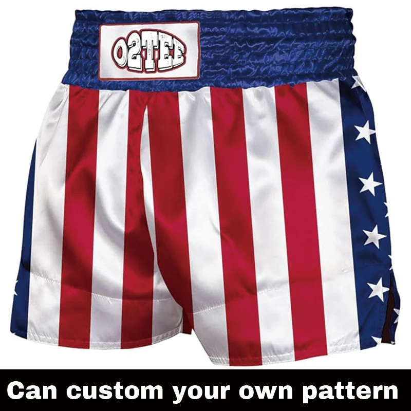 Custom Unisex American Flag Traditional Styles Muay Thai Shorts for Men Women Training