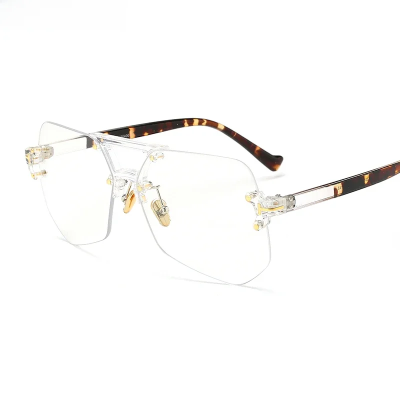 Peekaboo moda jasne przezroczyste okulary ramki dla kobiet mężczyzn 2019 mężczyzna oprawki do okularów rimless nieregularne — zdjęcie 2