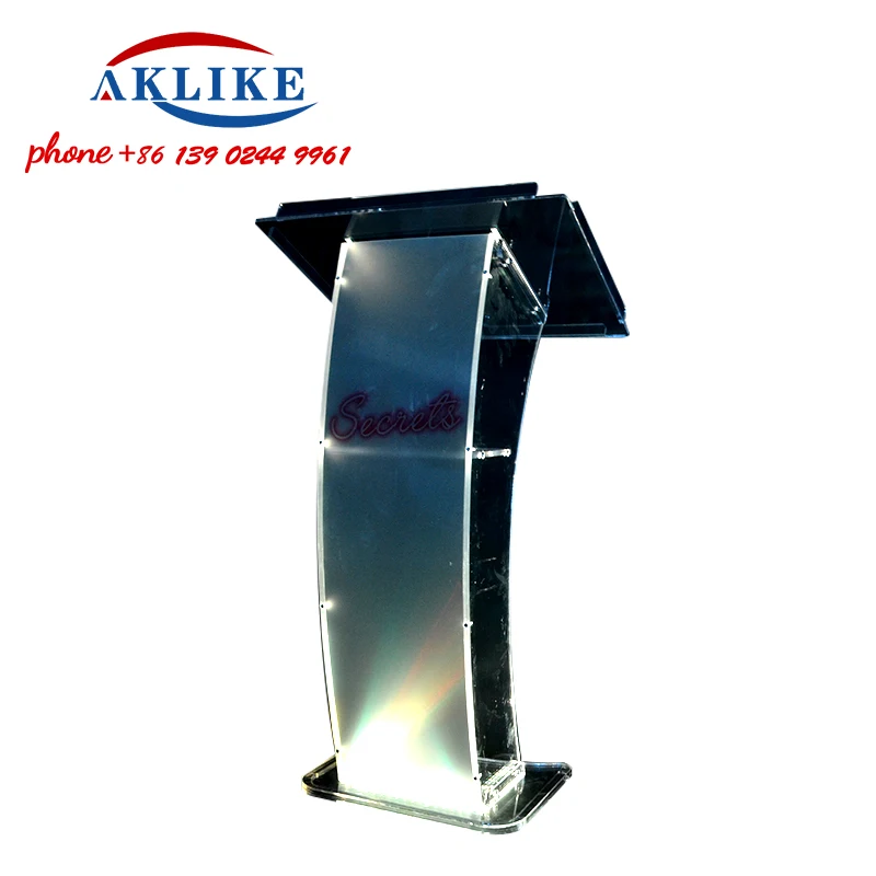 2024 Modern Acrylic Pulpit Led Light Podium Standing Clear Lectern Church Speaker Platform  Rostrum Free Shipping