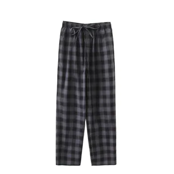 İlkbahar Sonbahar Erkekler % 100% Pamuk Uyku Dipleri Erkek Salonu Ev Pantolon Giymek erkek Rahat Ekose Pantalon Büyük Boy Pijama Pantolon