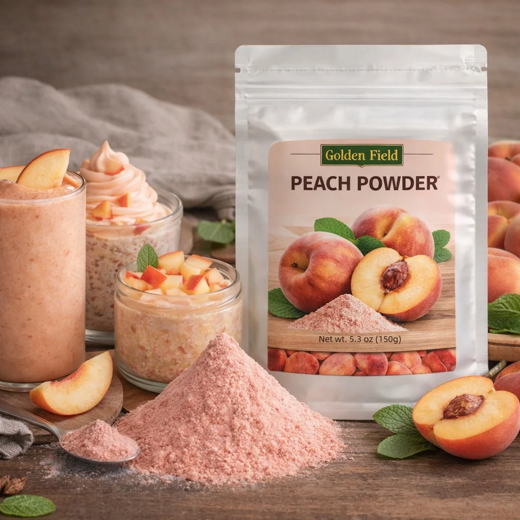 Peach Powder - Fruit Powder - 5.3oz (150g), Soft Fruit Flavor for Smoothies, Cakes, Yogurt - Fine Powder, Easy to Use, Fresh-Sea