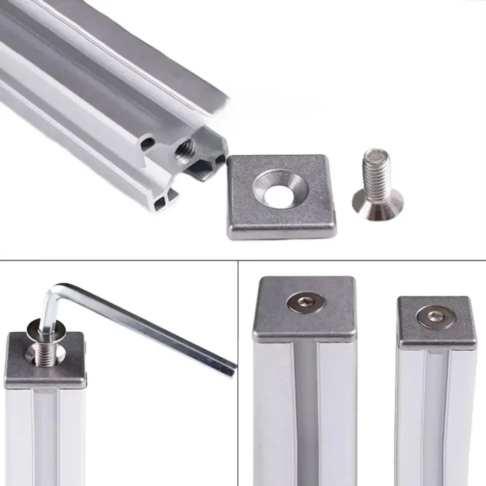 Plaque de couverture de capuchon d'extrémité de profil en aluminium, avec trous simples ou doubles pour profils en aluminium ue 2020 2040 3030 3060 4040 4080 6060, 1 pièce