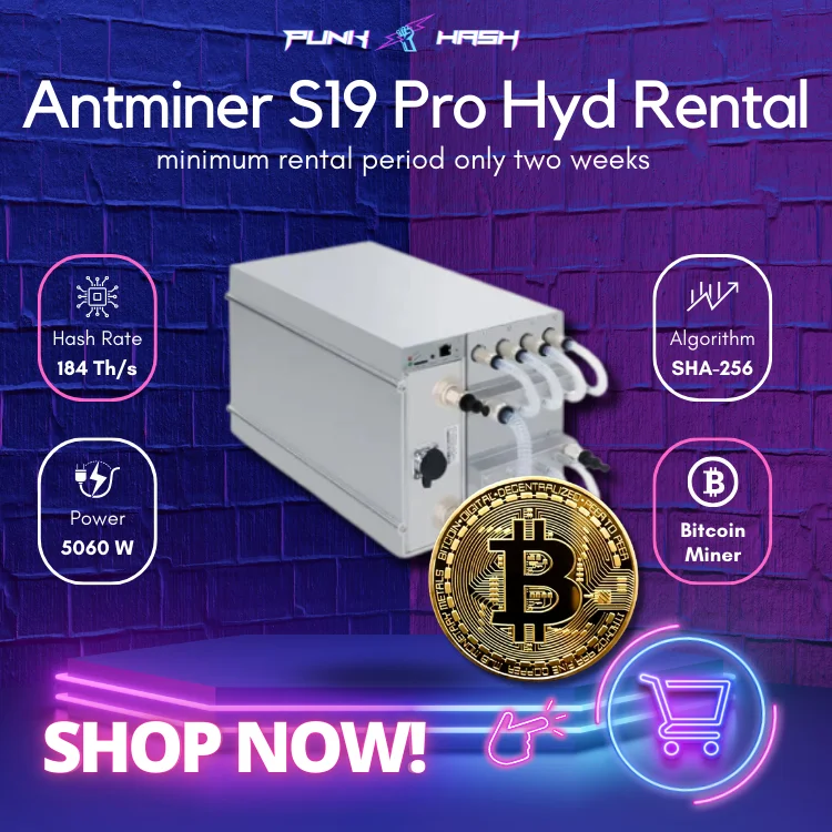 ASIC Miner Rental Bitmain Antminer BTC Miner S19 Pro Hyd 184Th/s Hashrate 5060W ASIC BTC BCH Miner S19 Pro Hydro Bitcoin Miner