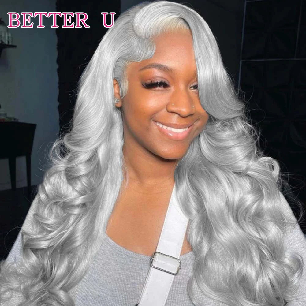 

Gray Glueless Wig Human Hair Gray 13x6 HD Clear Front Lace Wig Colorful Women Human Hair Wig Pre-Plucking Gray Front Lace Wig