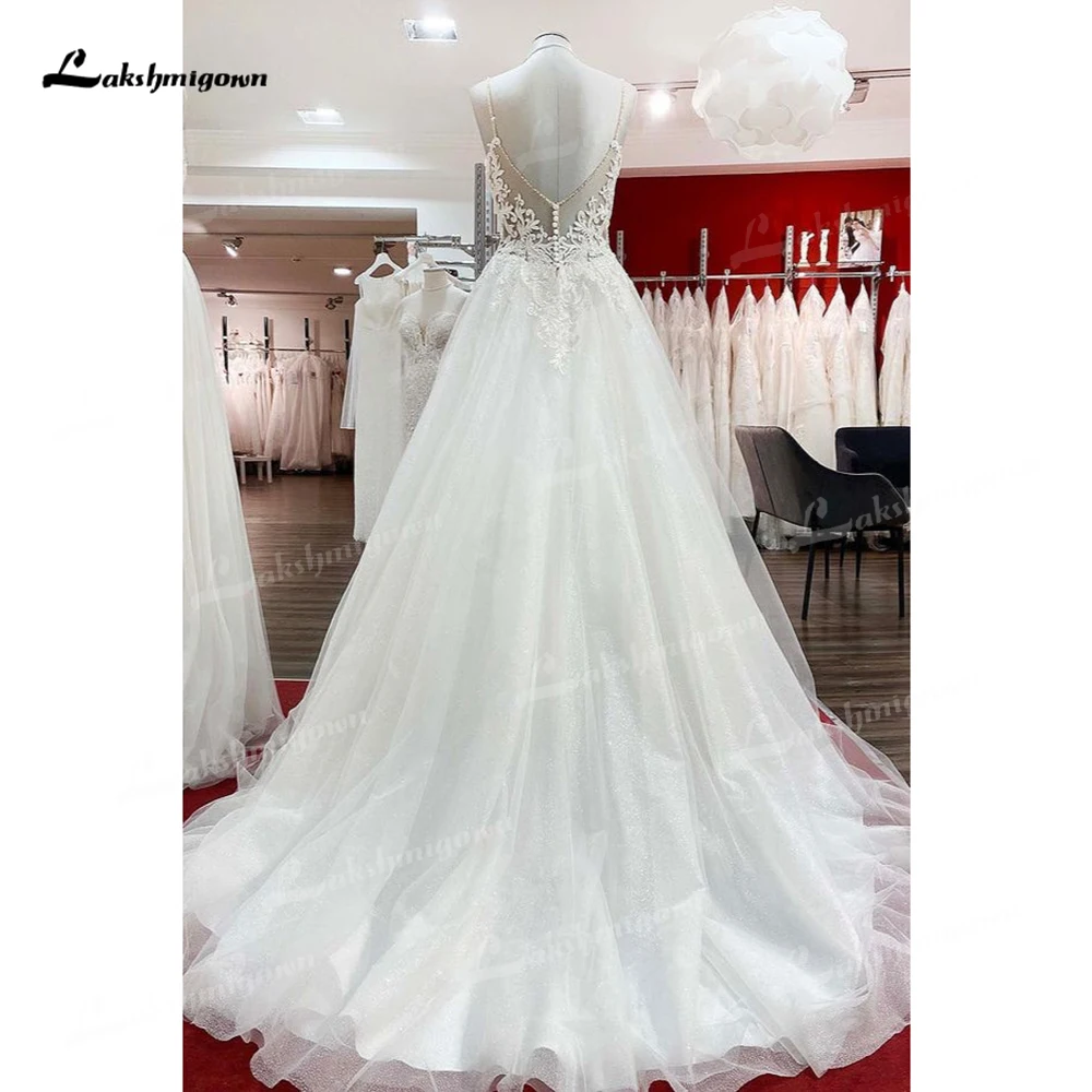 Robe de mariée en dentelle à col en V, bretelles spaghetti, dos ouvert, bouton, ceinture supérieure en dentelle, ligne A, patients de plage, quel que soit le balayage, robe éducative