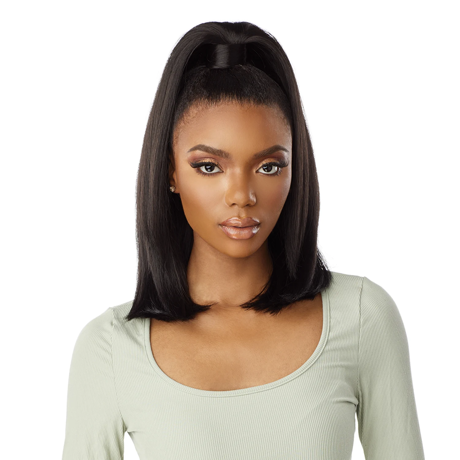 Sensationnel Instant Up N Down Half Wig N Pony Wrap UD 19 - Versatile Updo, Elegant Look, Quick & Easy Styling