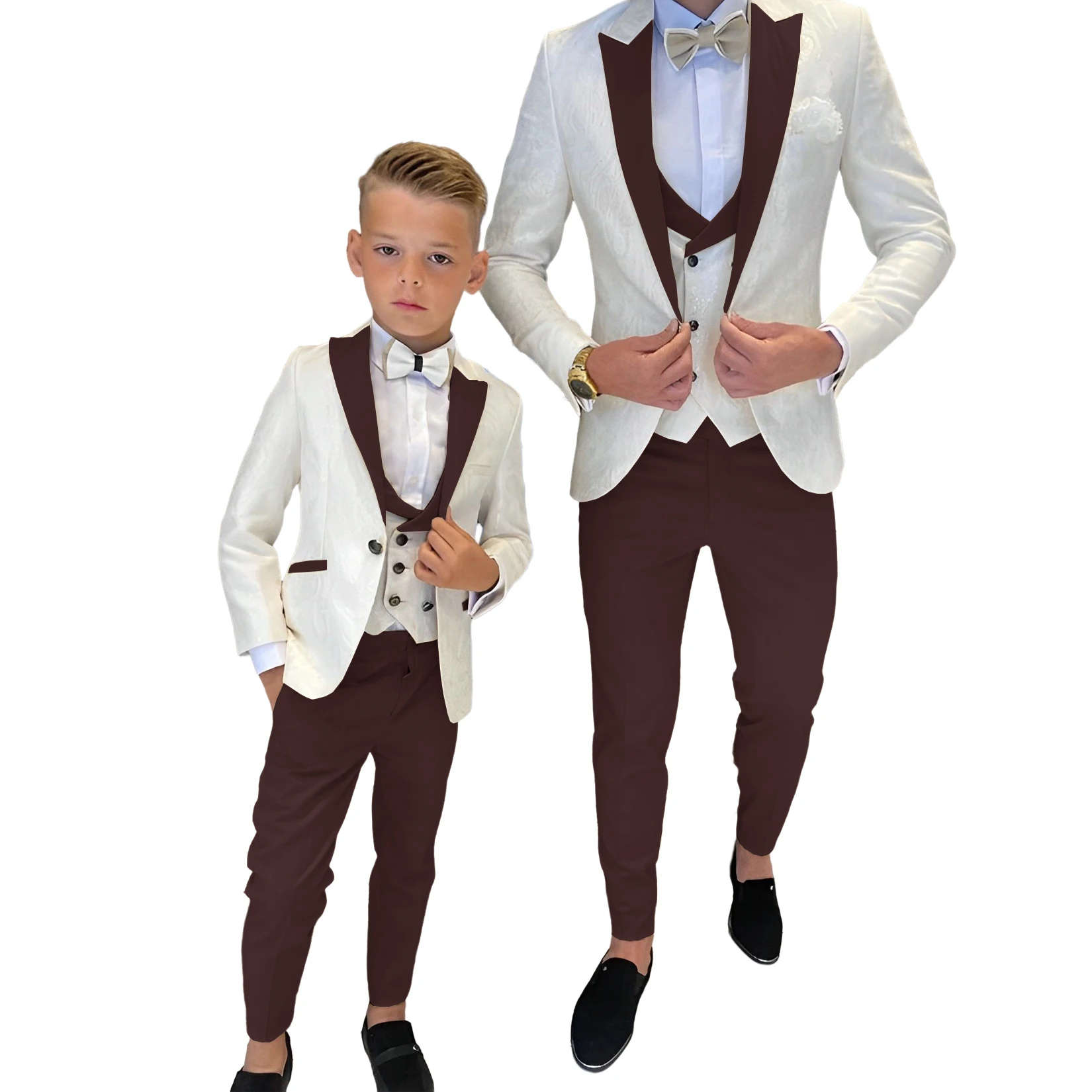 

Jacquard Boys Suit 3 Piece Jacket Pants Vest Wedding Kids Tuxedo Custom Size Outfit Formal 2-16 Years Old Blazer