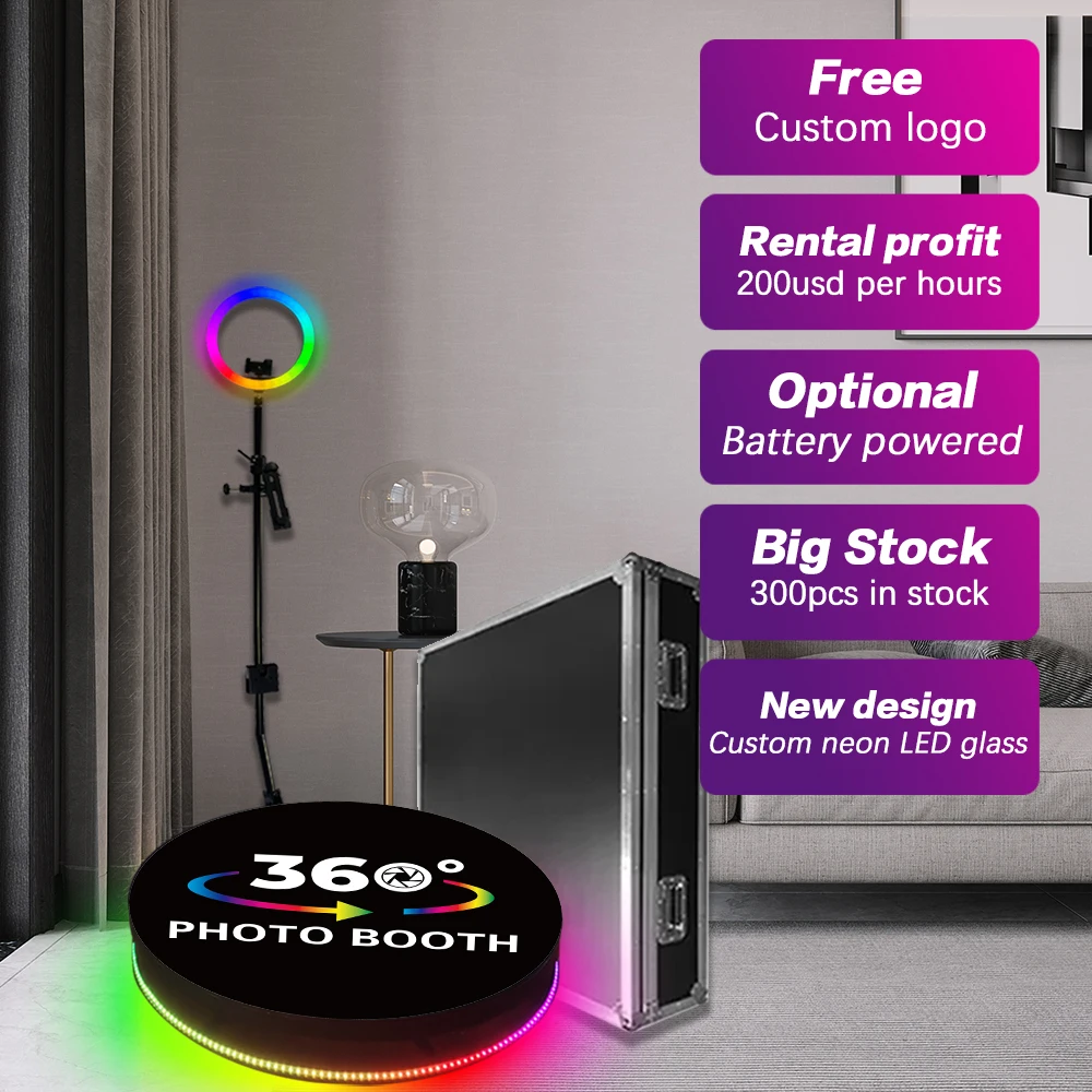 

80/100cm 360 Photo Booth Machine 360 Video Picture Camera Booth Photobooth With Flight Case Packing For Nightclubs and Bars