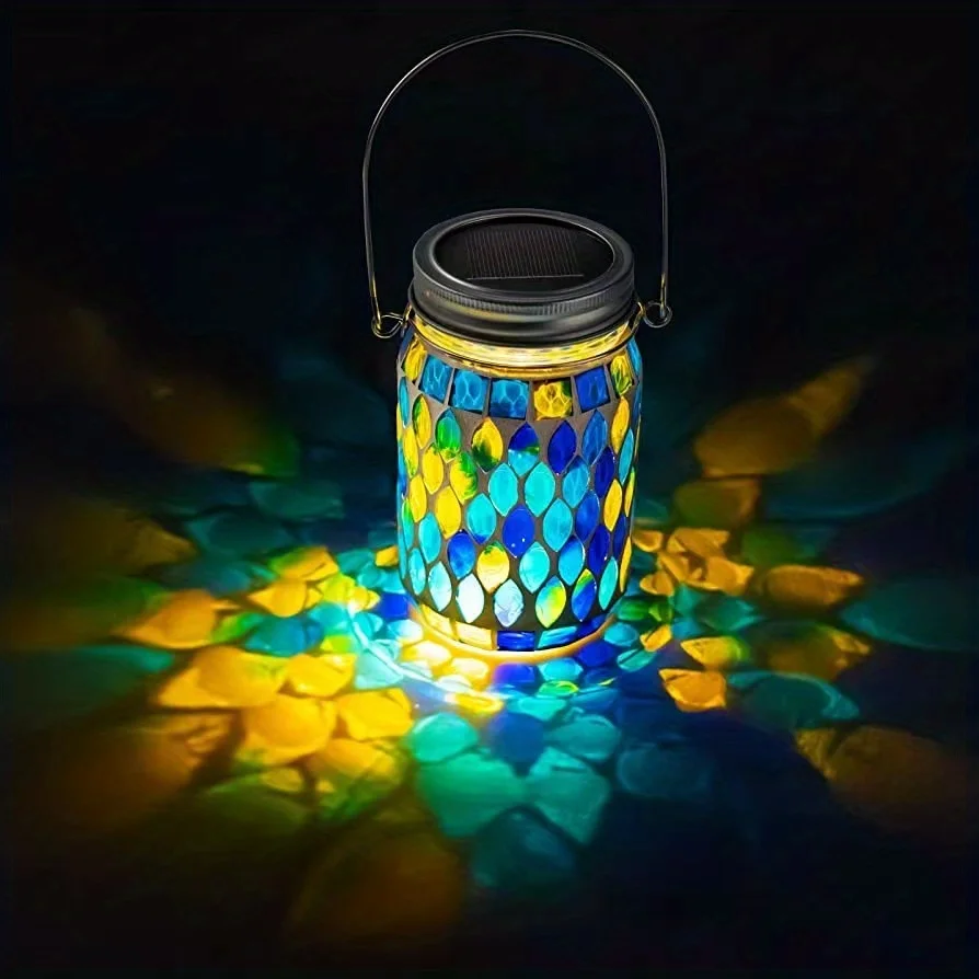 Solar Outdoor Mosaic Lamp Solar Outdoor Hanging Lamp Rechargeable Table Lamp For Garden Patio Party Courtyard