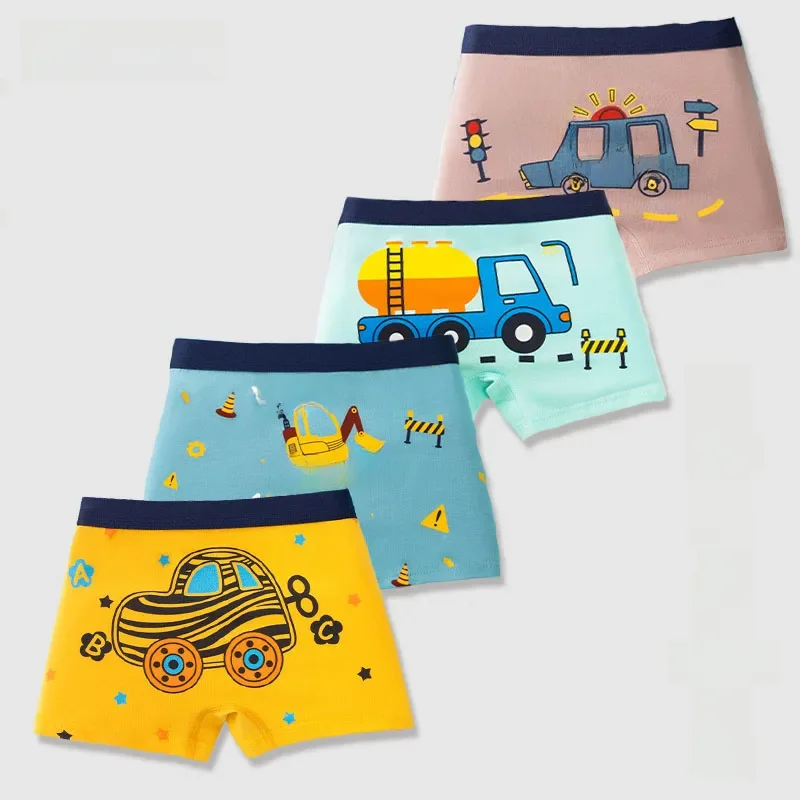 4 sztuk/partia majtki dziecięce bawełniana bielizna dla chłopców 3-14 lat oddychające majtki dziecięce wzory Cartoon Boy Boxer Brief — zdjęcie 2
