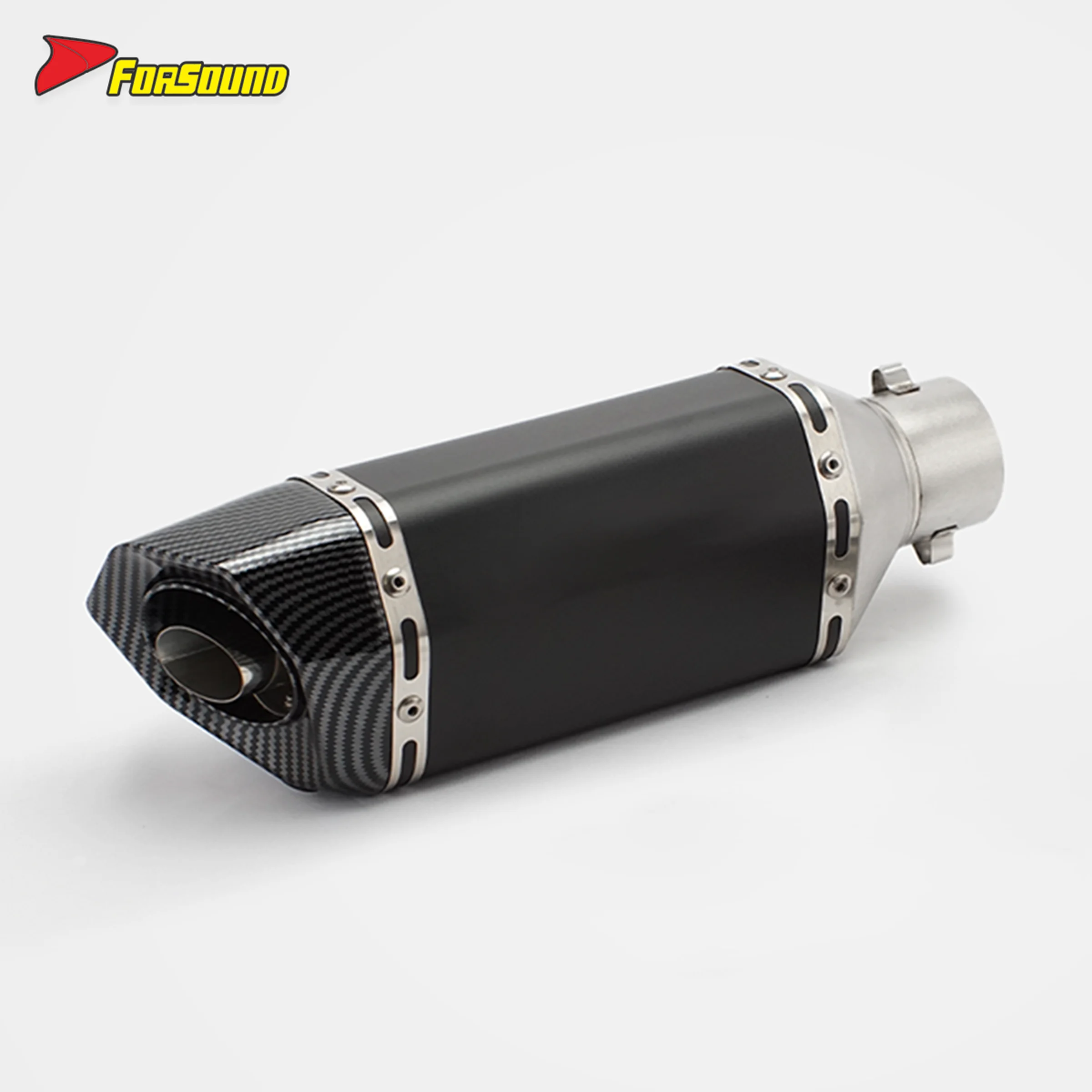 Universal 51mm 60mm Motorcycle Exhaust Muffler Carbon Fiber Slip-on Escape Pipe Stainless Steel Shorty for GY6 ATV Dirt Bike