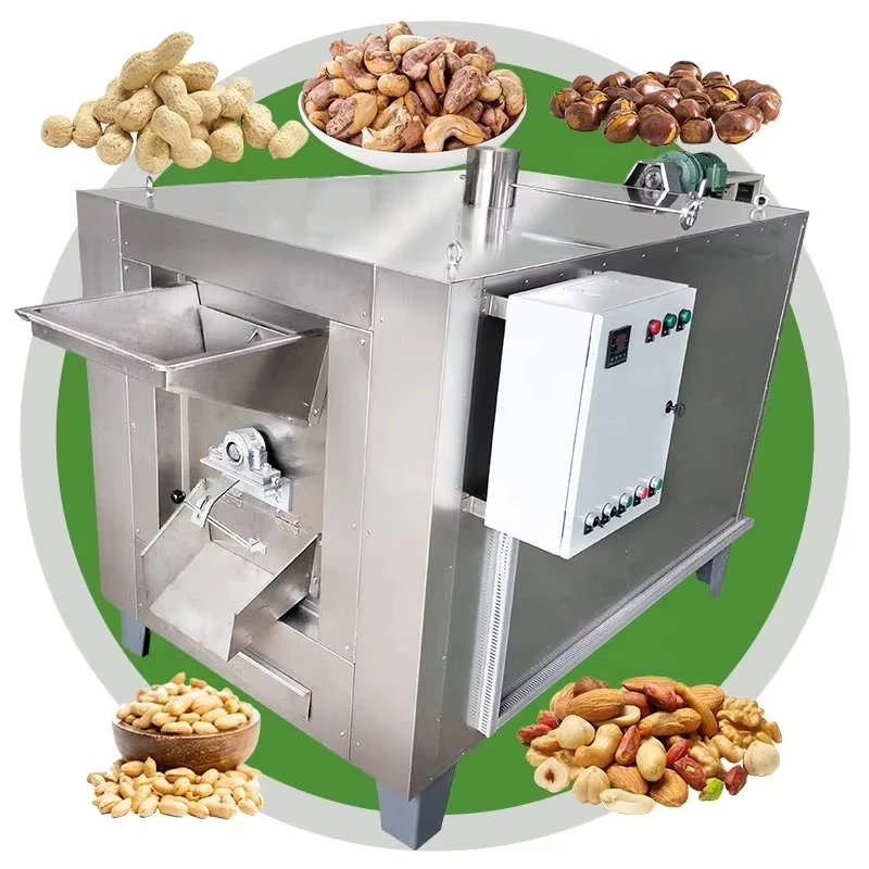 

Commercial Nut Roaster for Gas/Electric Heating for Roasting Coffee Cocoa Chestnuts Peanuts Pine Nuts Soybeans Bakeries