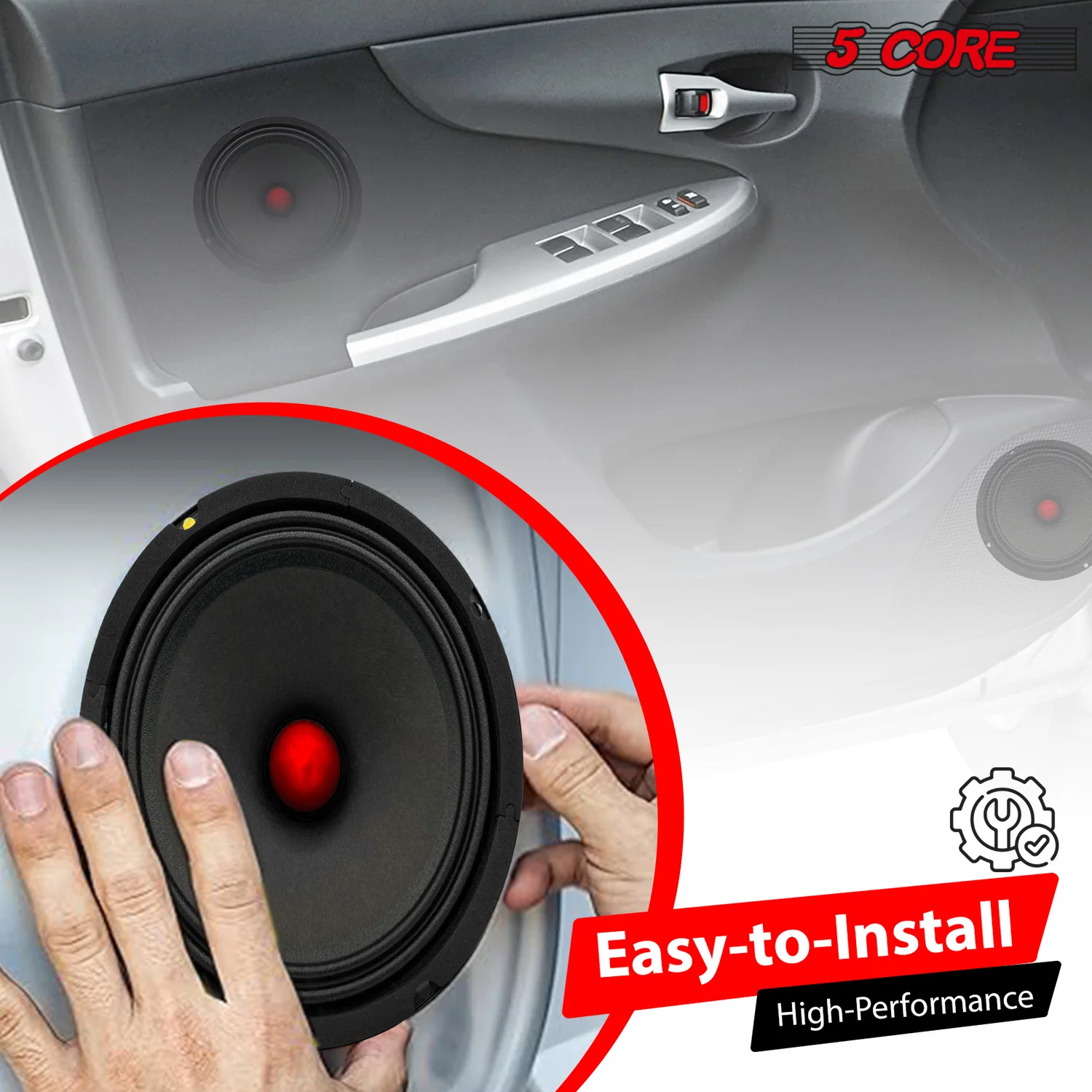 5Core 8 Inch Midrange Door Speaker 500W Subwoofer w Aluminum Bullet 4Ω Sub Woofer MR 8 BLT R 4oHM view 6