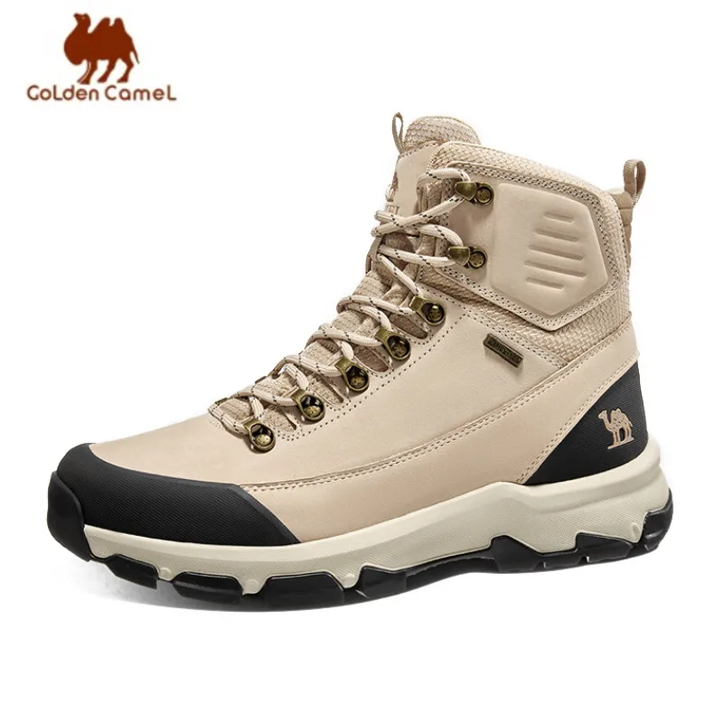 GOLDEN CAMEL Outdoor Hiking Shoes High-top Hiking Boots Climbing Sports Sneakers Calf Leather Trekking Shoes for Men 2023 Summer