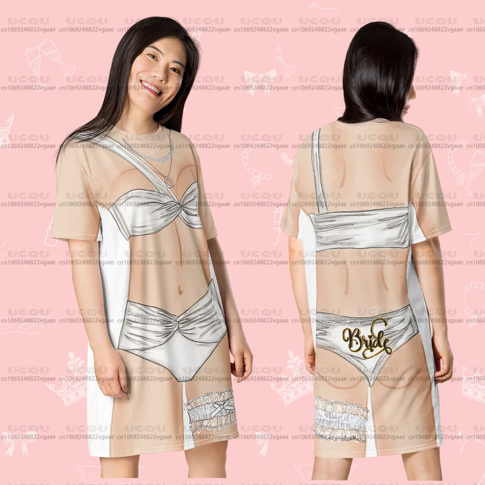 Bride Bikini T-Shirt Dress Costume Fun Loungewear Unique Gift Showgirl Top Tee Fun Loungewear Cosplay Skirt Party Hawaii 2026