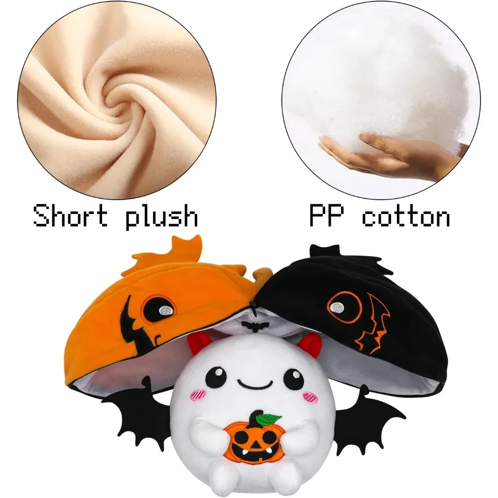 Halloween knuffel omkeerbaar vleermuis geest pluche, getransformeerde pompoen pluche rits, vleermuis geest knuffeldier schattige knuffel Bir