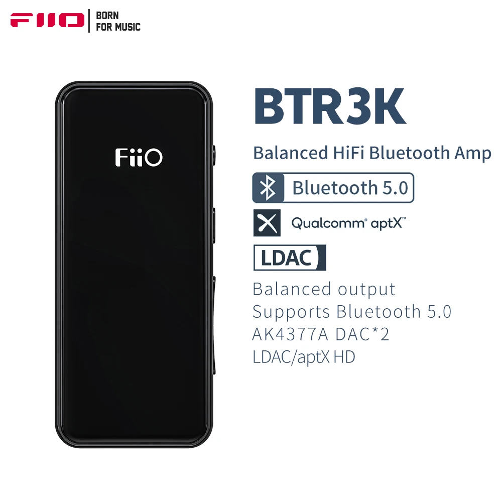 

FiiO BTR3K AK4377A *2 Balanced Bluetooth 5.0 Amp USB DAC,support LDAC/aptX HD lossless HiFi Codecs,Hands-free Calling,2.5/3.5mm