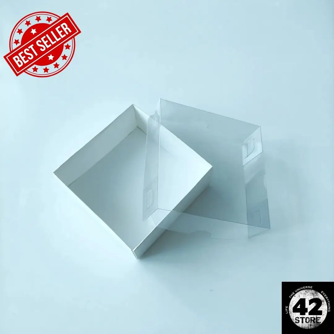 50 Pcs Candy Wedding Dress Boxes White Cake Gift Box Cardboard Packaging Window Transparent Lid Acetate Cover White Color