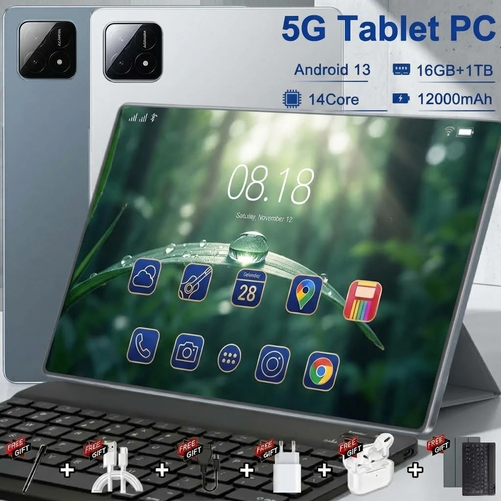 Nueva Tablet PC HD de 10.36 Pulgadas 2026, 10 Núcleos, Android 13, 16GB, 1TB, WiFi 5G, 12000mAh, Doble SIM, Cámara de 16+32MP, GPS, Tablet