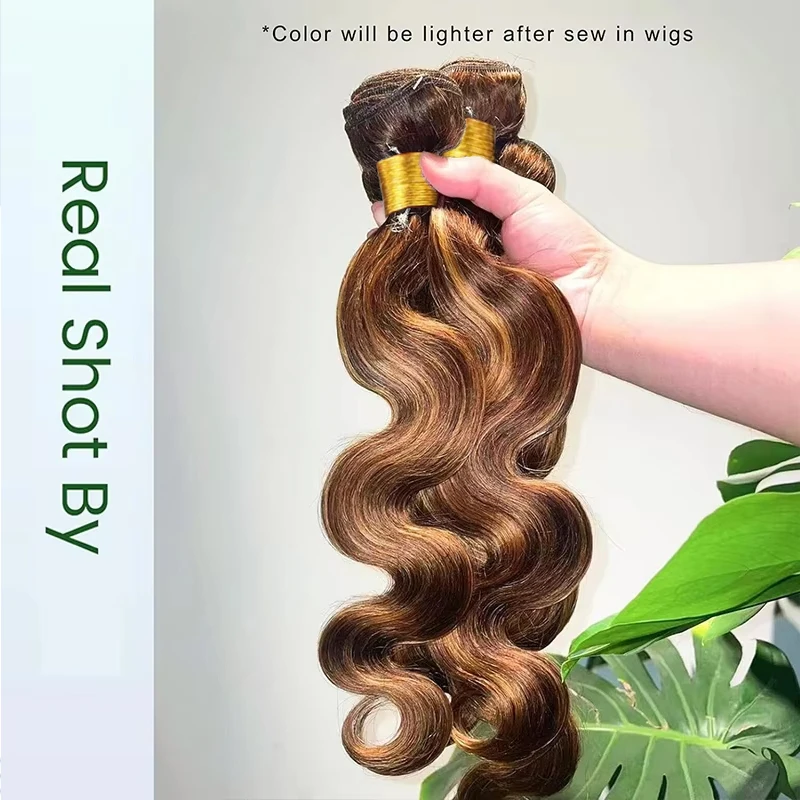 P4/27 Körper Welle Bundles Mit Verschluss Menschliches Haar 10A Dicke Spur Reine Brasilianische Bundles Mit 4x4 Spitze verschluss Balayage Remy