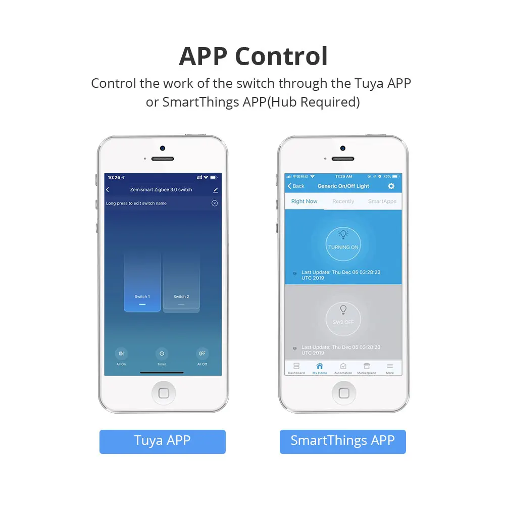 Zigbee-interruptor de parede, uma gang, funciona com alexa, google home, via zemismart, hub smarthings, bridge, aplicativo para celular, controle de voz