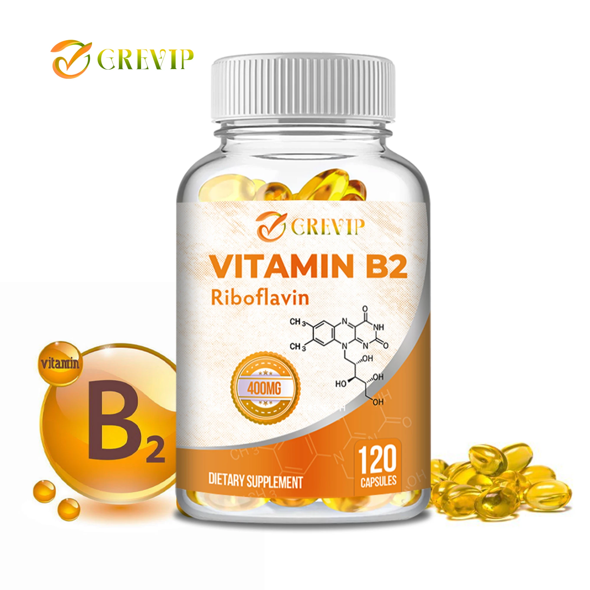 Vitamin B2 (Riboflavin) 400mg - Promotes Energy Production, Support Brain, Joint and Nervous System Health - 120 Capsules