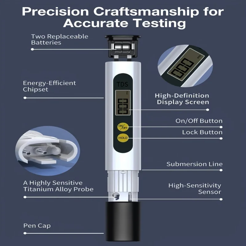 TDS Meter Digital Water Tester, TDS professionale 3 in 1, misuratore di temperatura e EC, misuratore 0-9990ppm, misuratore di PPM ideale accurato