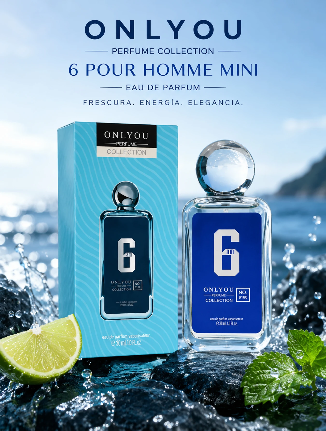 Perfume 6 Pour Homme Mini Onlyou Perfume Collection 30ml Eau de Parfum para Hombre Fragancia Acuatica Aromatica Larga Duracion Locion de Bolsillo Portatil Colonia Fresca para Gimnasio Uso Diario Escuela Regalo