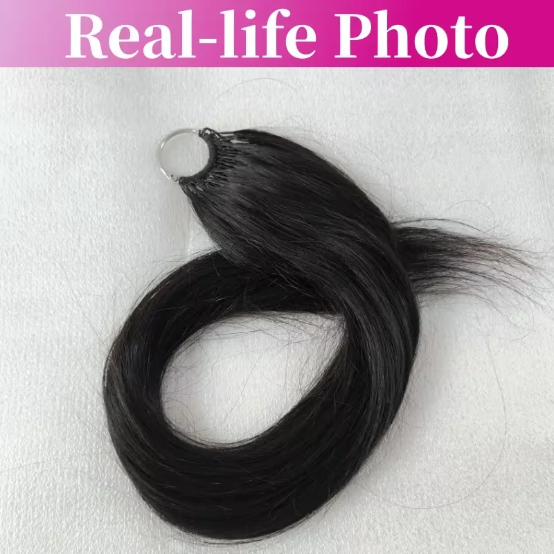 Ganchillo de Plumas Rectas 100% Cabello Humano Negro Natural Pre-Separado Ganchillo de Plumas Invisible Extensiones de Cabello de Ganchillo Cabello Humano Cada paquete contiene 60g. 100 tiras (50 pares) 5