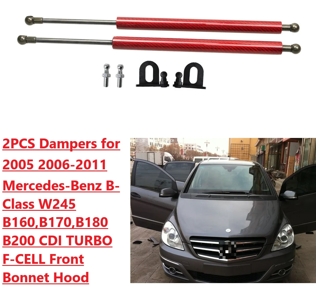

2PC Front Bonnet Hood Dampesr for 2005 2006-2011 Mercedes-Benz B-Class W245 Gas Struts Lift Support Shock Absorber Piston Rods