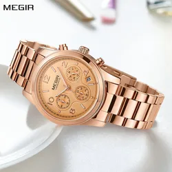 MEGIR Fashion Quartz Watches for Women Relogio Feminino Sport Wristwatch Lady Business Watch Clock Chronograph 24-hour 2057