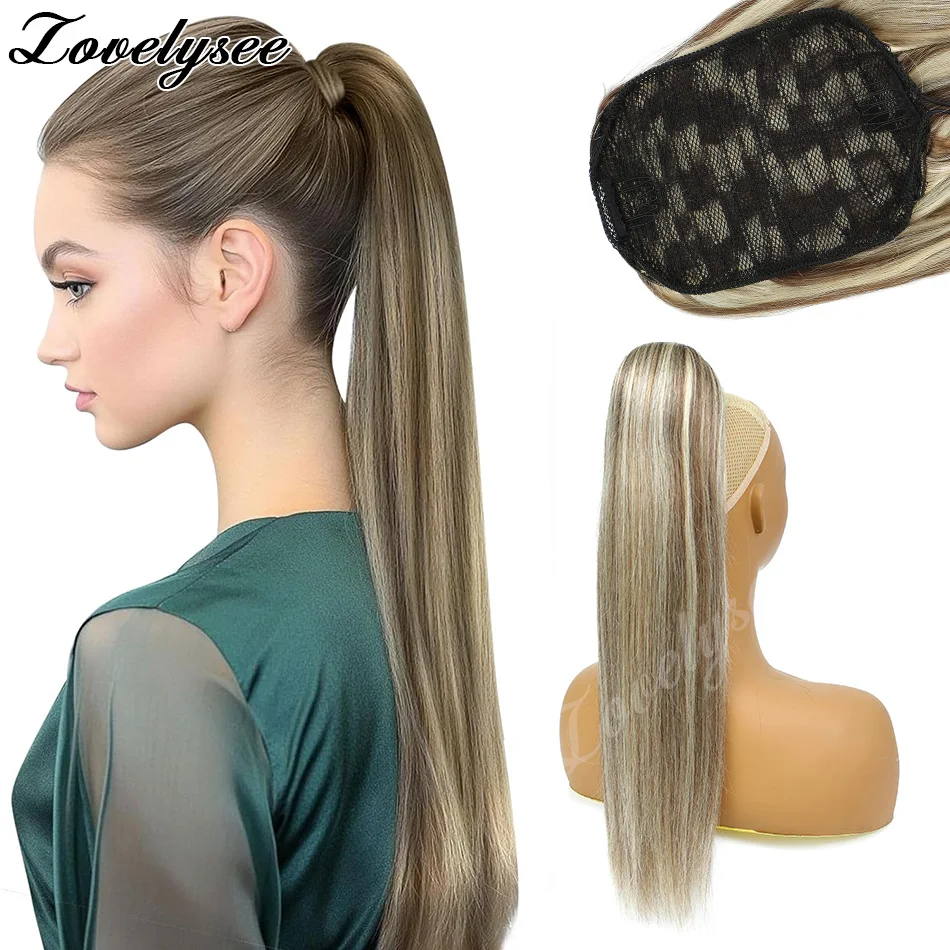 140G 160G Omber Blonde Drawstring Ponytail Human Hair Straight Brazilian Remy Human Hair Clip Ins Ponytail Extensions 22-28 Inch