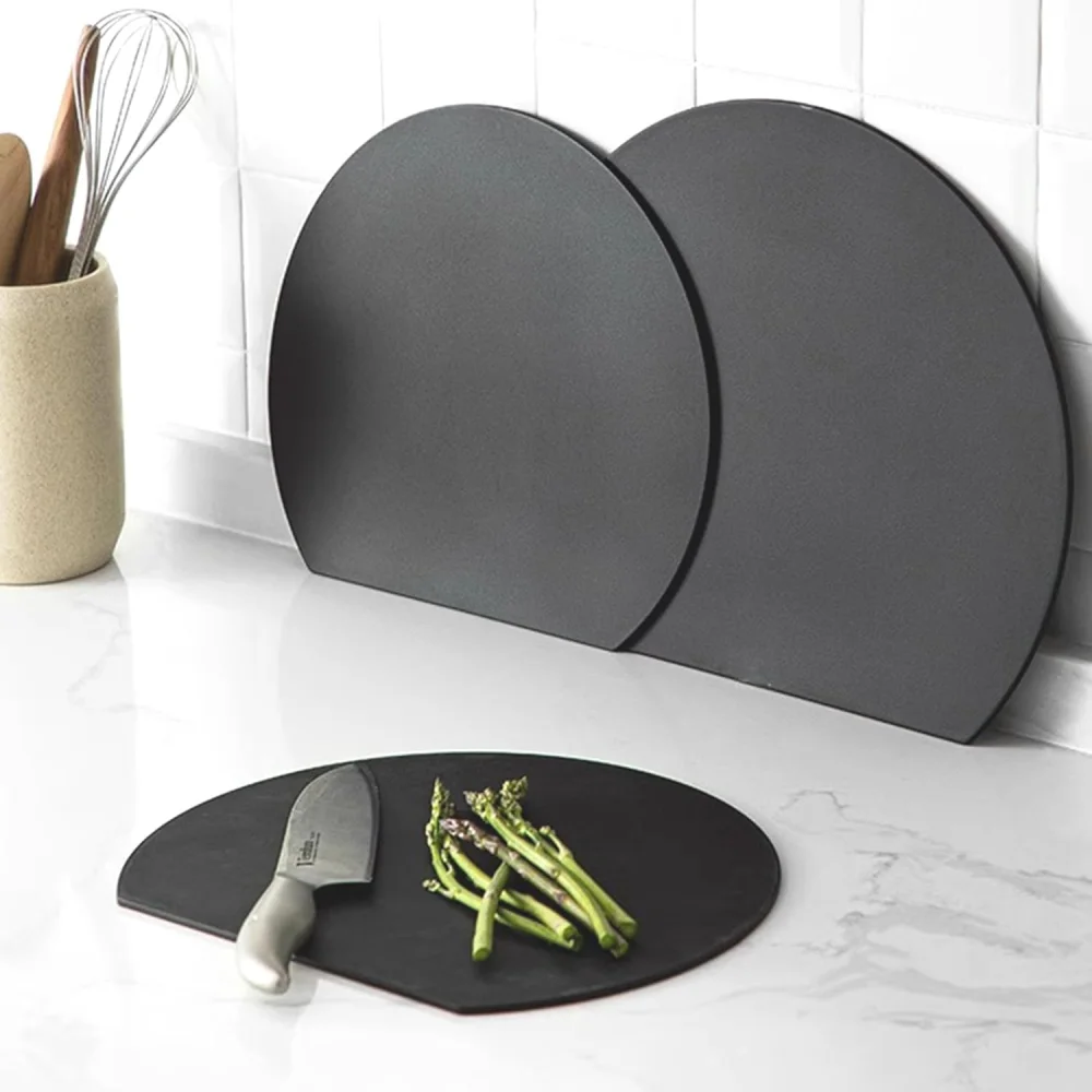 Thick Silicone Kitchen Cutting Board Pad, TPU Double-Sided Flexible Cutting Board, Anti-Slip Rubber Semi-Circular Cutting Board