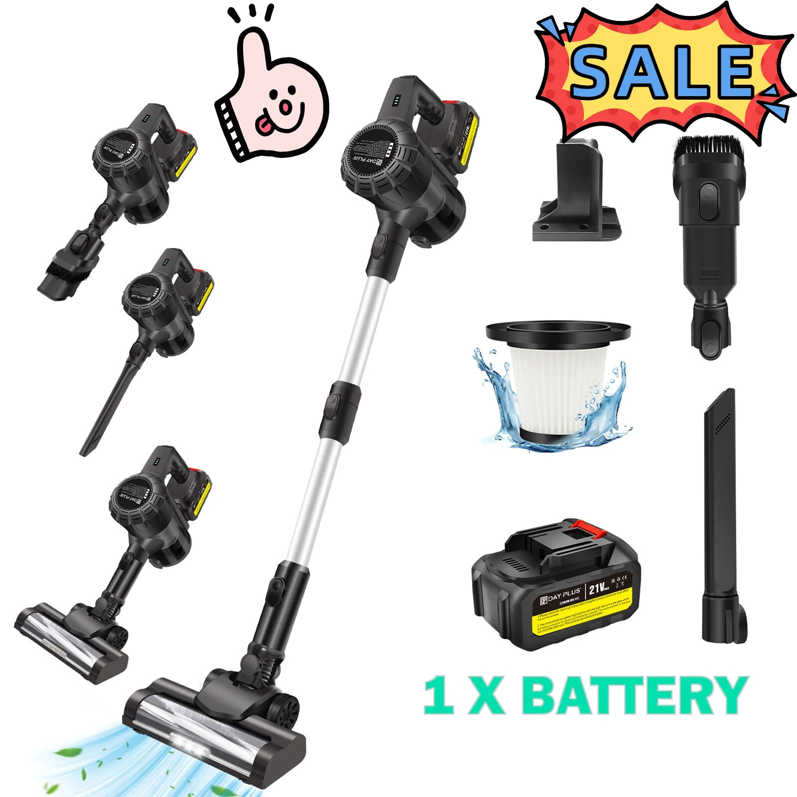 Dünnwand-Staubsauger mit 30.000 Pa, 3-in-1-Handgerät, 130.000 U/min-Bürstenloser Motor, 35 Minuten Laufzeit – für Teppiche, Hartböden, Tierhaar – EU-Stecker