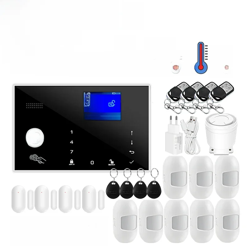 WiFi GSM System alarmowy Tuya Smart Home Ekran TFT RFID APP Klawiatura dotykowa Dom Alarm antywłamaniowy Obsługa przełączania głosowego — zdjęcie 2