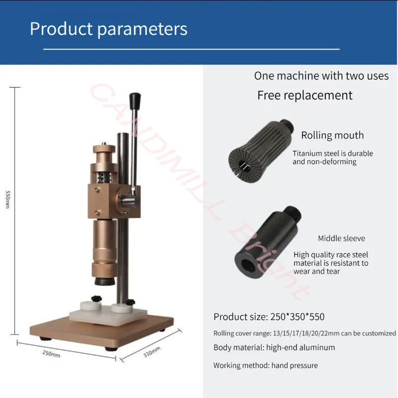 Hand Small Desktop Mouth Locking and Capping Machine Perfume Bottle Oral Liquid Aluminum Plastic Cap Sealing Machine