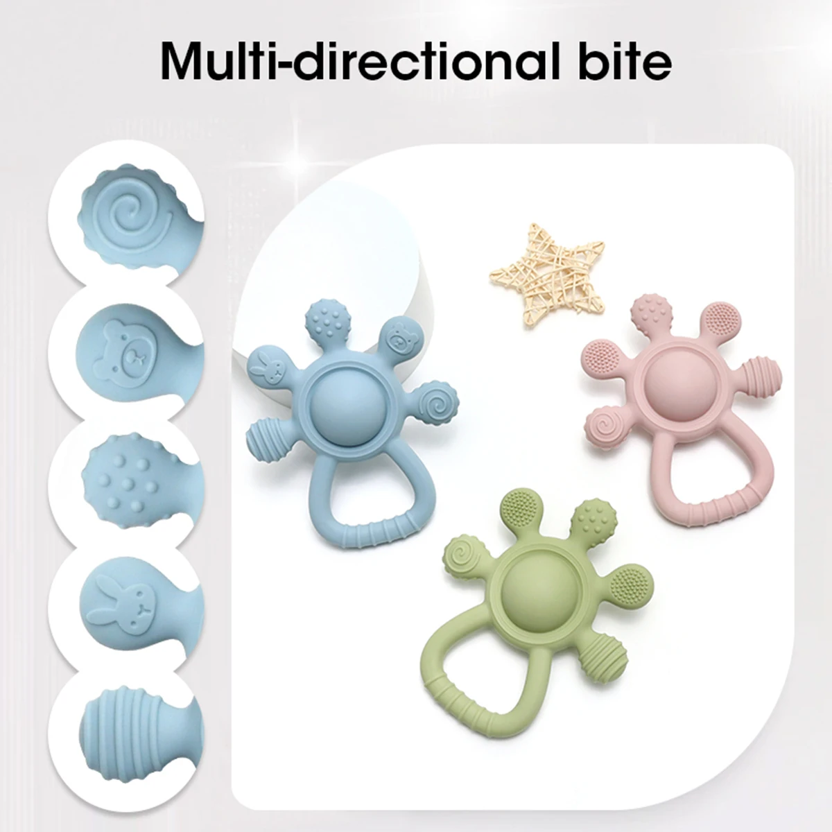 Erduo Baby Autism Sensory Silicone Teethers Anxiety Tooth Chewing Toy Baby Rattles Teething Toys Chew for Kids Gum Relief