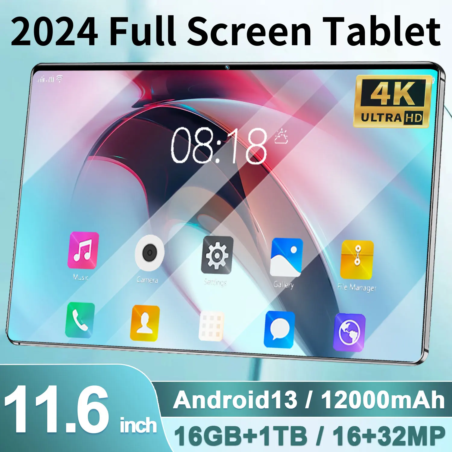 5G 2025 Brand New 11.6 Inch Tablet Android Tablets Dual sim 16GB Ram 1TB Rom Android 13.0 12000mAh 16MP 32MP Network Bluetooth