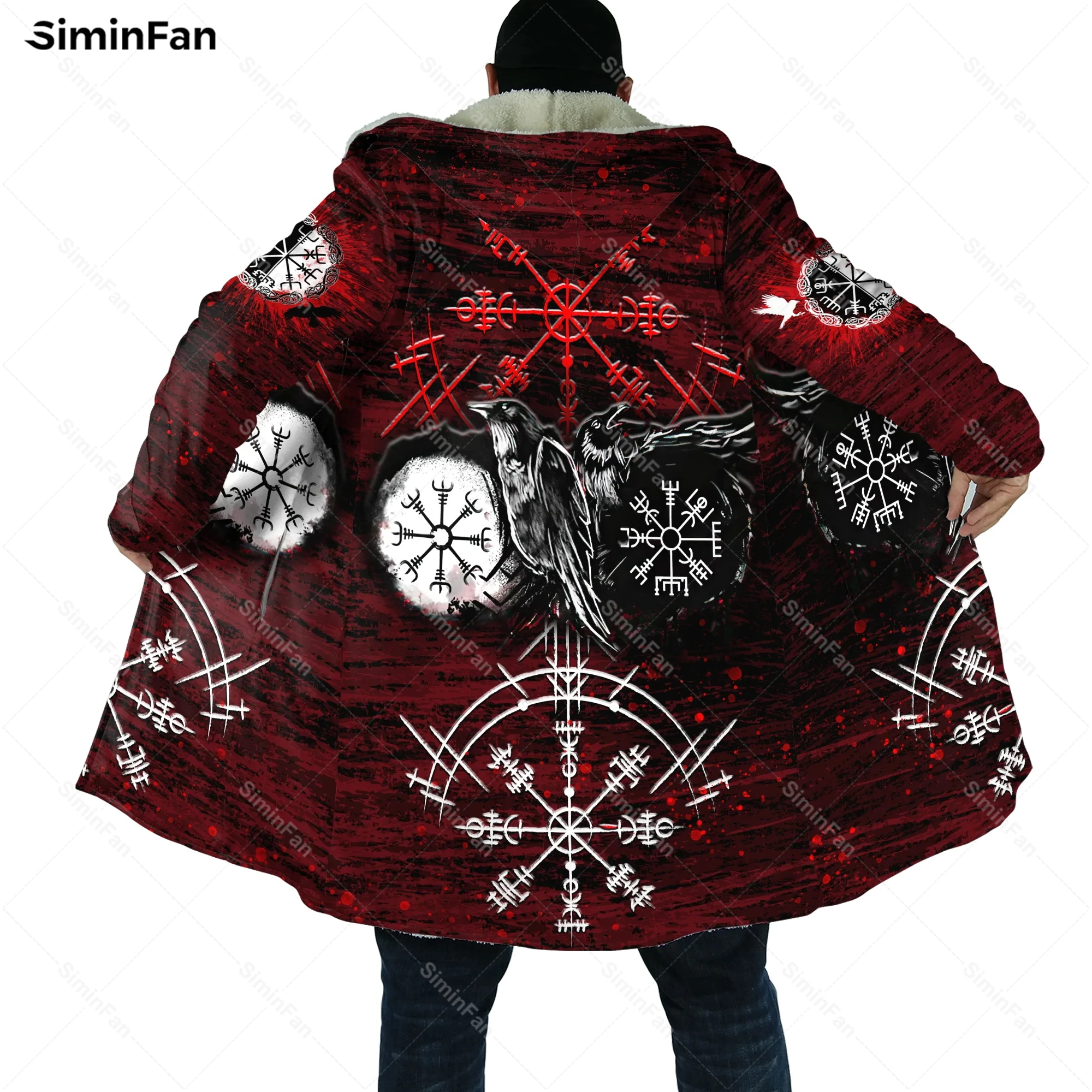 

Viking Odin Raven Tattoo 3D Full Printed Warm Hooded Cloak Men Fleece Cape Robe Overcoat Unisex Winter Windproof Windbreaker 01