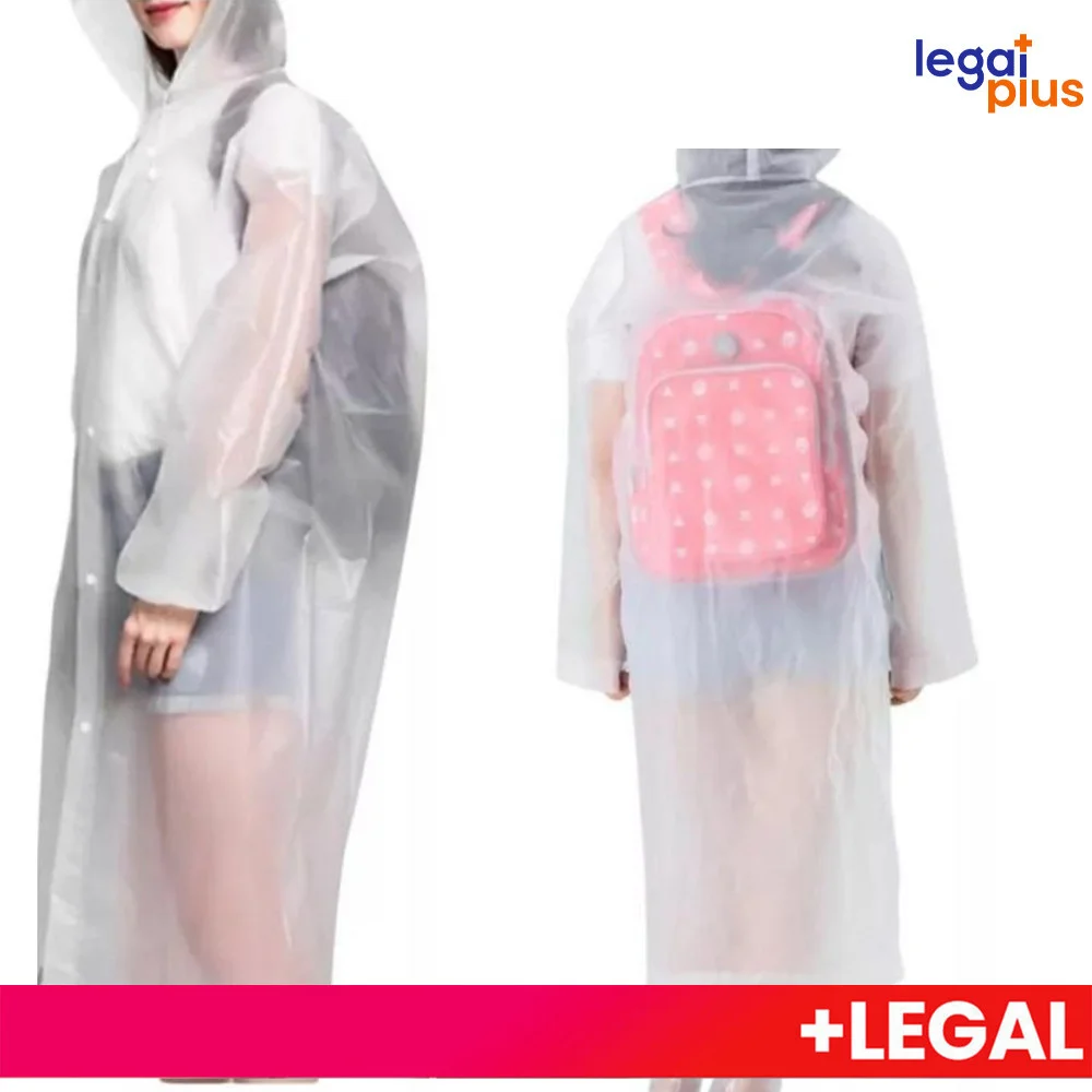 Full Kit Thick Long Raincoat with Reinforced Transparent Hood, Waterproof and Reusable-Premium